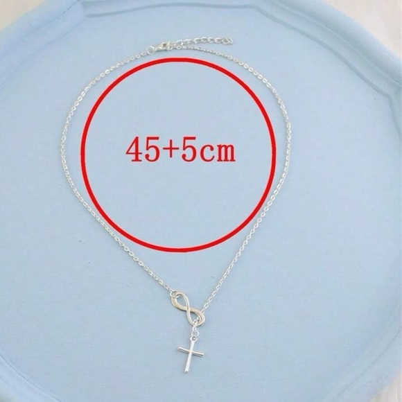 Infinity Cross Necklace Silver Plated - Picture 4 of 7